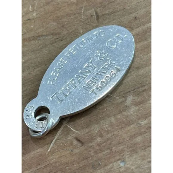 Tiffany & Co Please Return To Sterling Silver 925 Oval Tag Charm Pendant - Picture 6 of 8